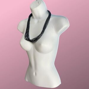 Multi-Strand Gunmetal Tiny Shiny Beaded Necklace